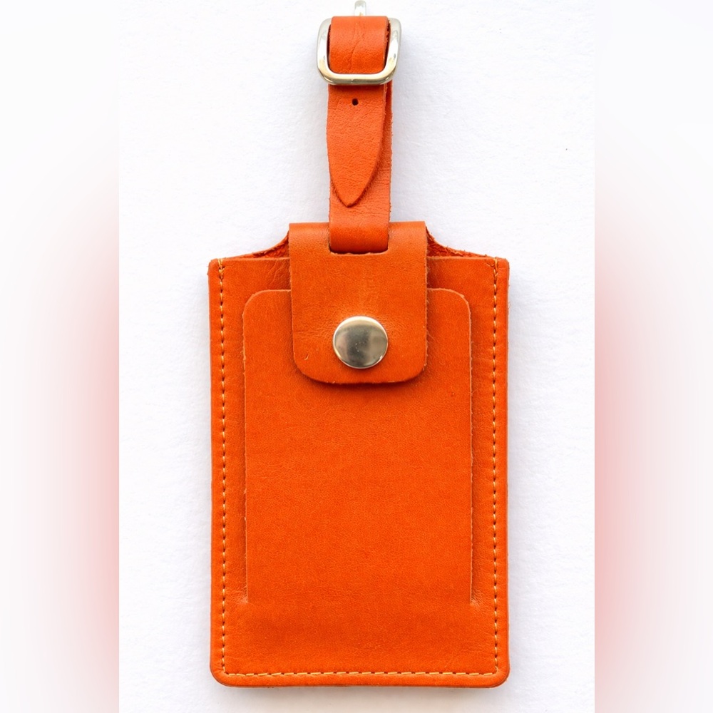 NEW Winn Leather Luggage Tag - Peach/Orange